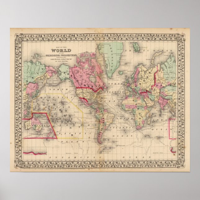 World Mercator proj Map by Mitchell Poster (Front)