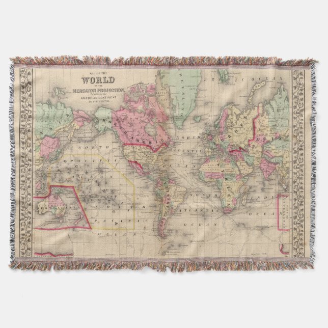 World Mercator proj Map by Mitchell Throw Blanket (Front)