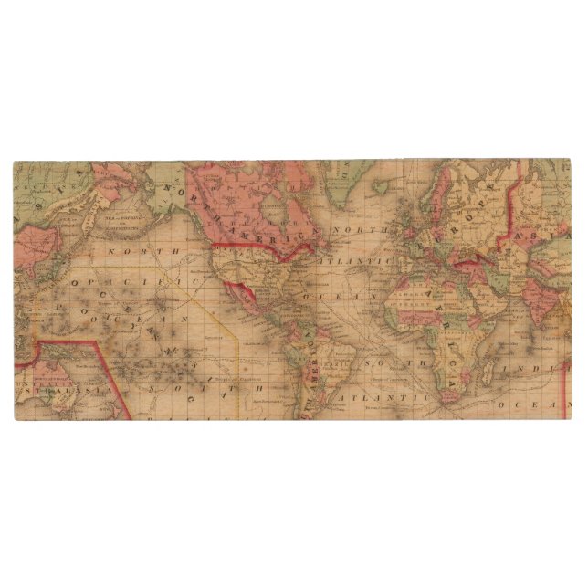World Mercator proj Map by Mitchell Wood USB Flash Drive (Front)