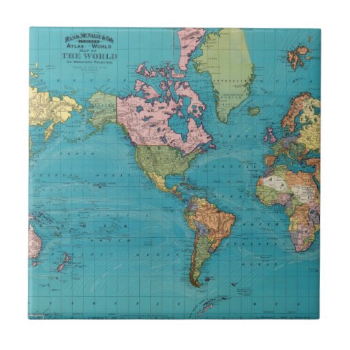 World Mercators Projection Ceramic Tile