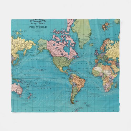 World Mercators Projection Fleece Blanket