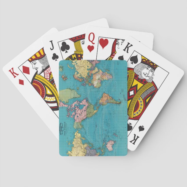 World, Mercator's projection. Poker Cards (Back)