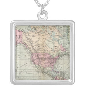 World, Mercator's projection Silver Plated Necklace