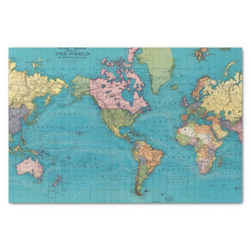 World Mercators Projection Tissue Paper