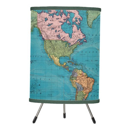 World, Mercator's Projection Tripod Lamp (Front)