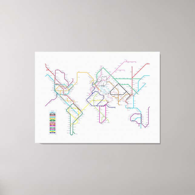 World Metro Map Canvas Print (Front)