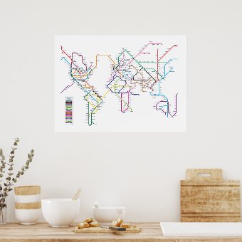 World Metro Subway Map Poster | Zazzle