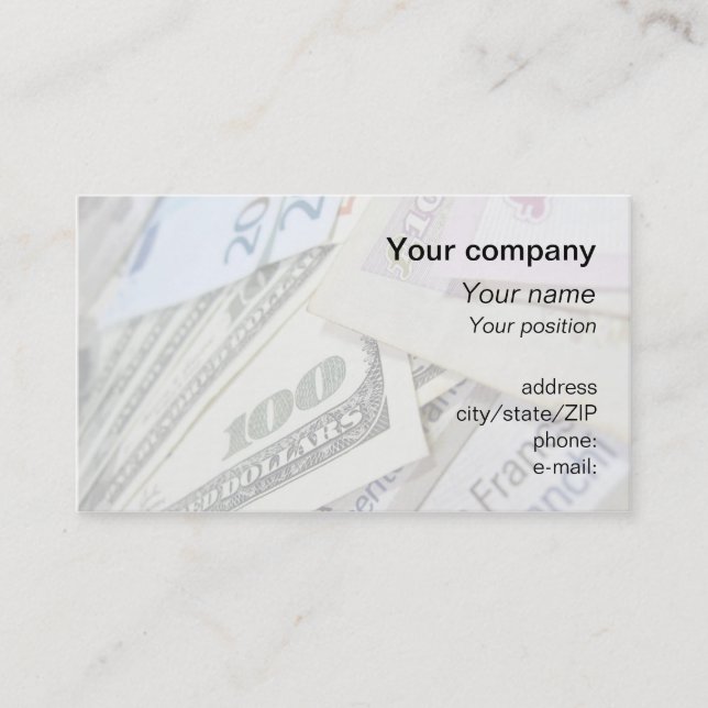 "World money" business card (Front)