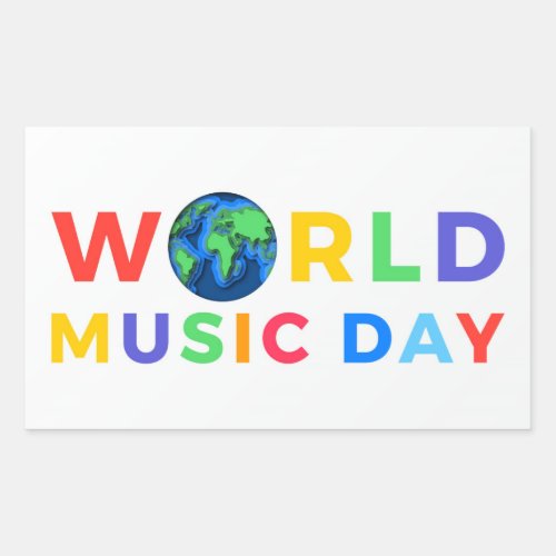 World Music Day Rectangular Sticker