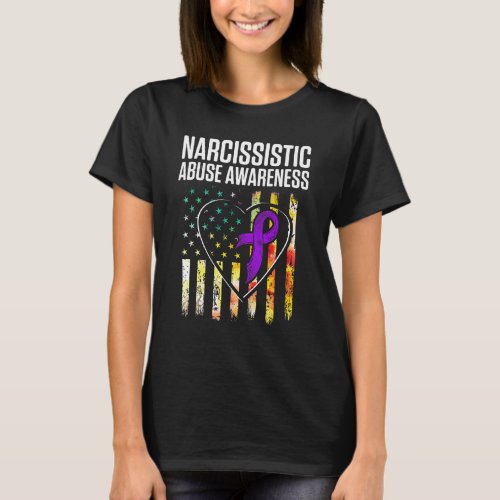 World Narcissistic Abuse Awareness Heart Flag Surv T_Shirt