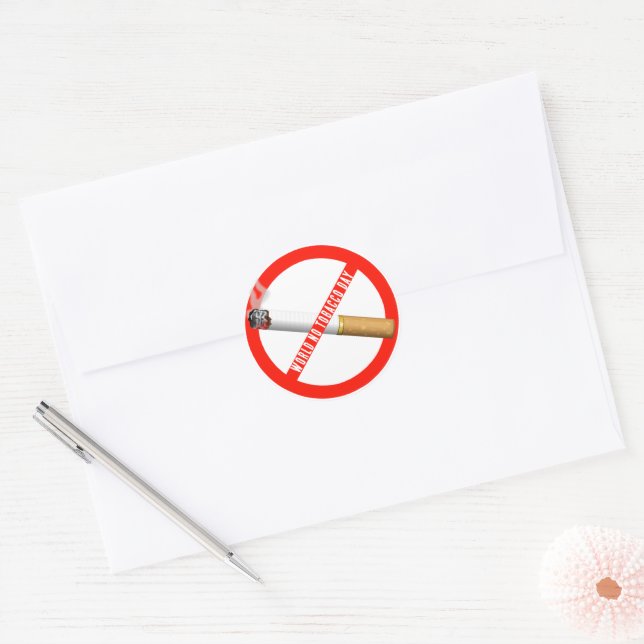 World No Tobacco Day Classic Round Sticker (Envelope)