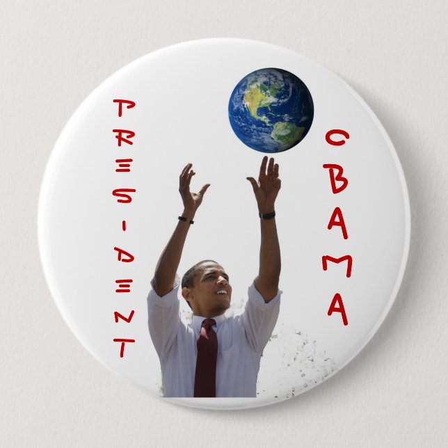 World Obama, OBAMA, PRESIDENT Button (Front)