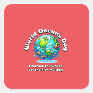 World Oceans Day: 8 June Square Sticker