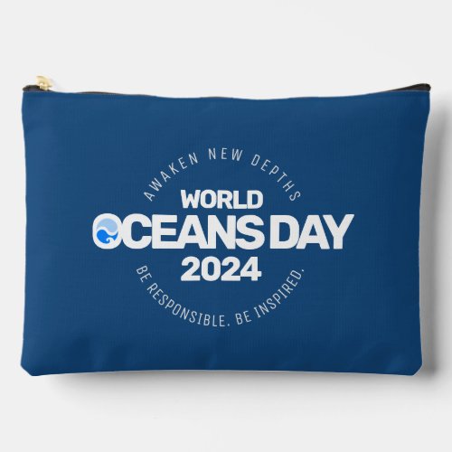 World Oceans Day Blue Stylized Earth Waves Accessory Pouch