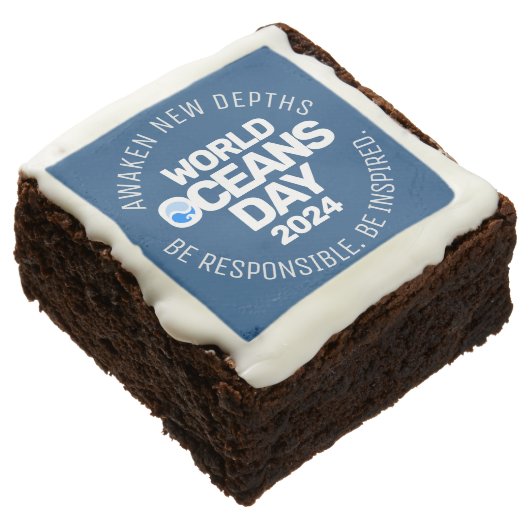 World Oceans Day Blue Stylized Earth Waves Brownie (Angled)