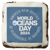 World Oceans Day Blue Stylized Earth Waves Brownie (Front)
