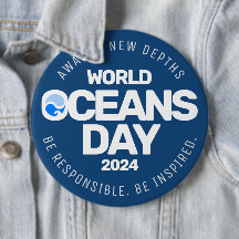 World Oceans Day Blue Stylized Earth Waves
