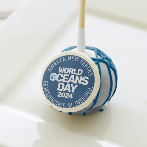 World Oceans Day Blue Stylized Earth Waves Cake Pops