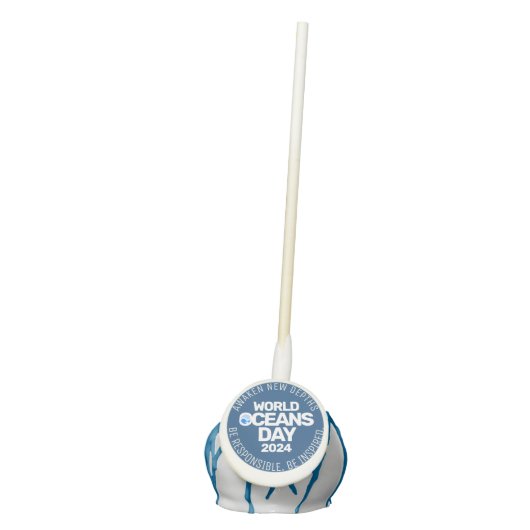 World Oceans Day Blue Stylized Earth Waves Cake Pops (Front)