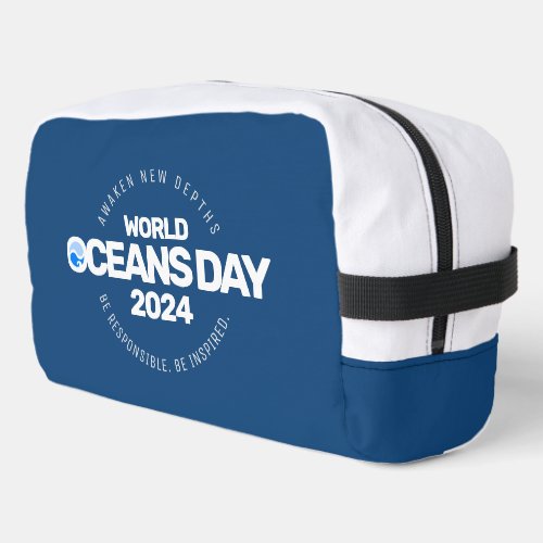 World Oceans Day Blue Stylized Earth Waves Dopp Kit