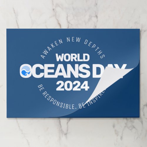 World Oceans Day Blue Stylized Earth Waves Paper Pad