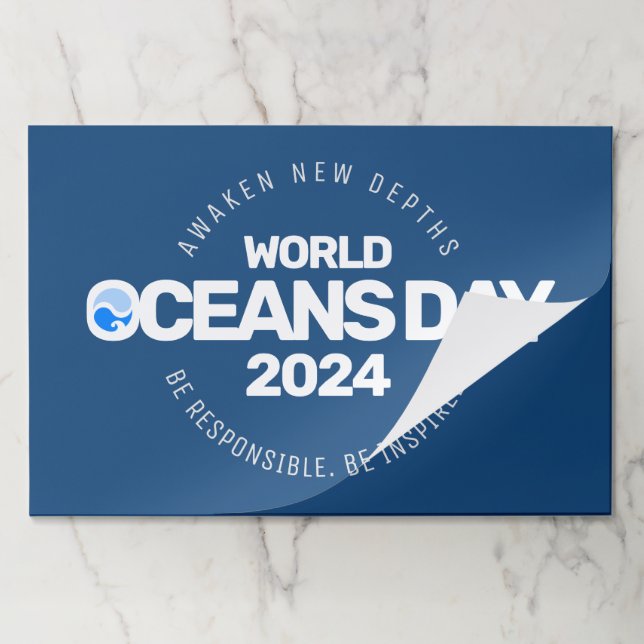 World Oceans Day Blue Stylized Earth Waves Paper Pad (Folded)