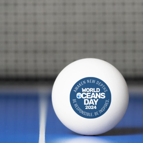 World Oceans Day Blue Stylized Earth Waves Ping Pong Ball