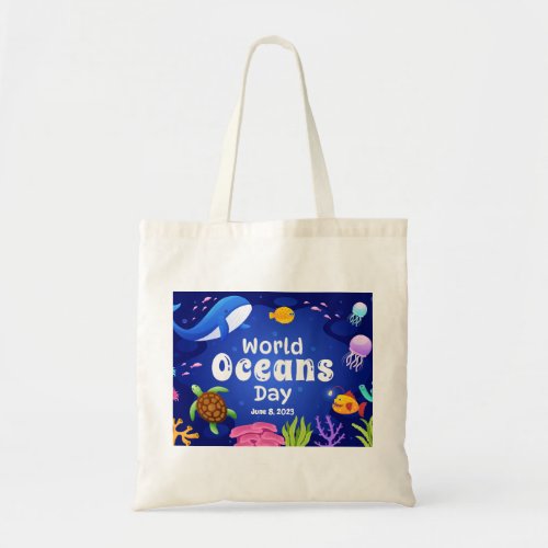 World Oceans Day June 8 2023 Turtle Marine Life Tote Bag