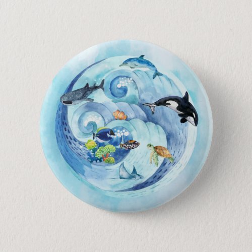World Oceans Day Pinback Button