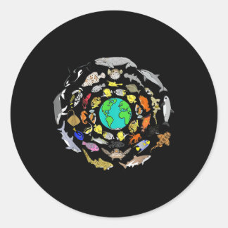 World Oceans Day Sea Life Enviromental Earth Day Classic Round Sticker
