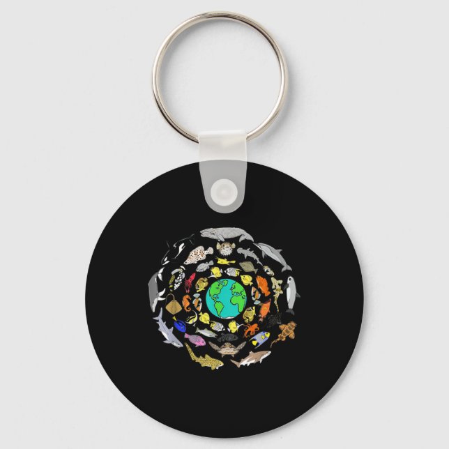 World Oceans Day Sea Life Enviromental Earth Day  Keychain (Front)