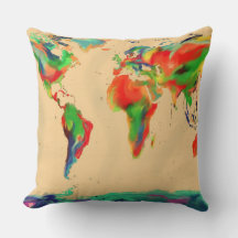 World of Color Map - Throw Pillow