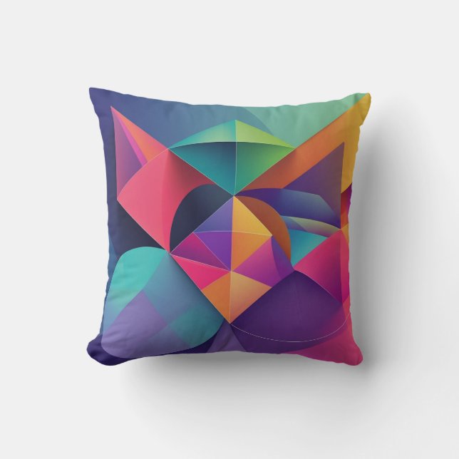 world of colorful geometry throw pillow (Front)