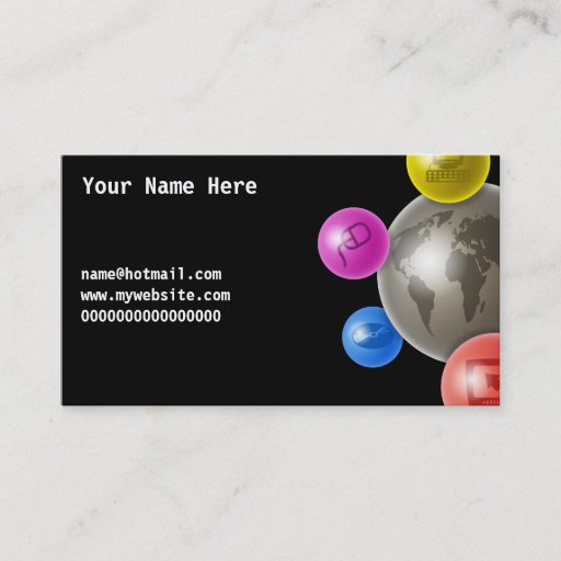 Customizable World of Computers, Your Name Here, name@hotmai... Business Card