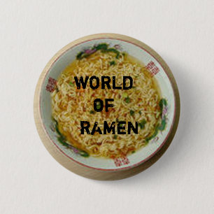world of ramen pin: set-o-three pinback button