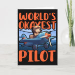 World Okayest Pilot Funny Woman Airplane  Card