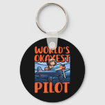 World Okayest Pilot Funny Woman Airplane  Keychain