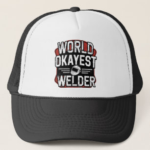 World Okayest Welder Retro Distressed Welder Trucker Hat