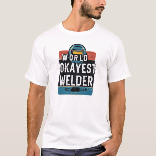 World Okayest Welder Vintage Distressed Helmet Des T-Shirt