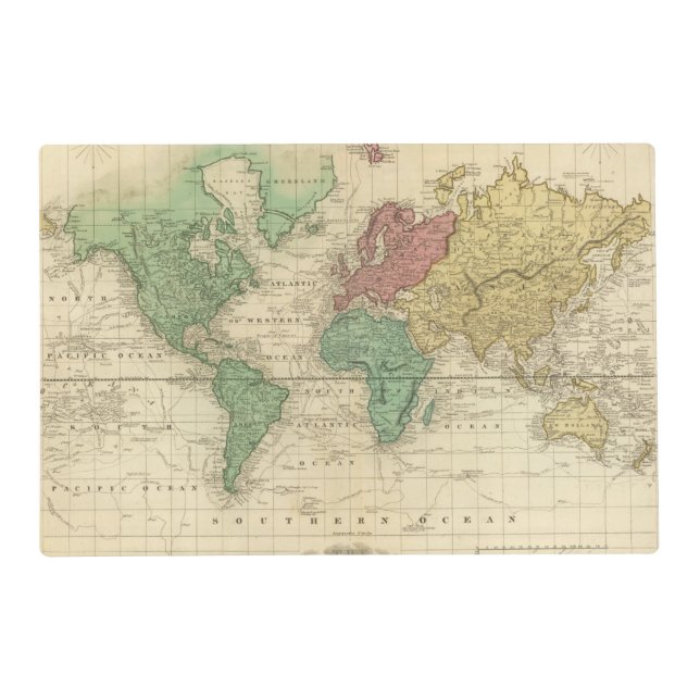 World on Mercators Projection 2 Placemat (Front)