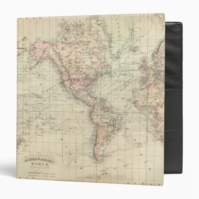 World on Mercator's Projection 3 Ring Binder (Front/Inside)