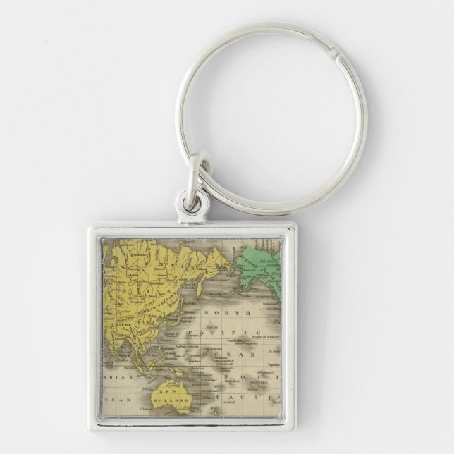 World On Mercator's Projection Keychain (Front)