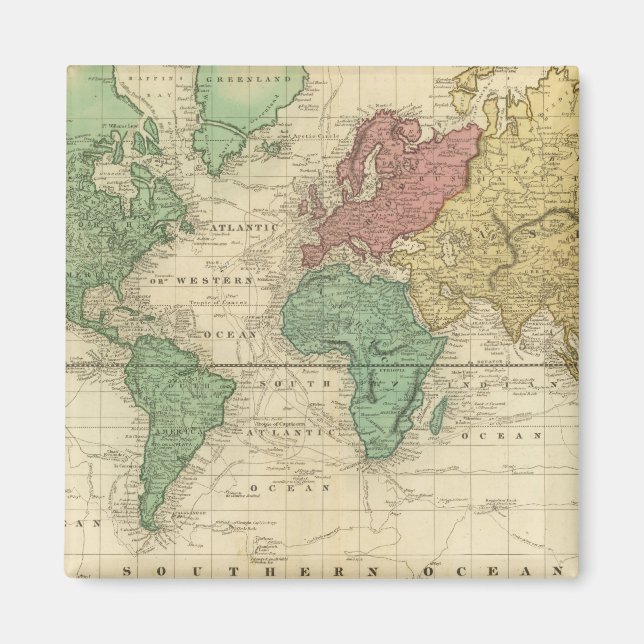 World on Mercators Projection Magnet (Front)