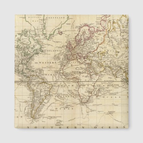 World on Mercators projection Magnet