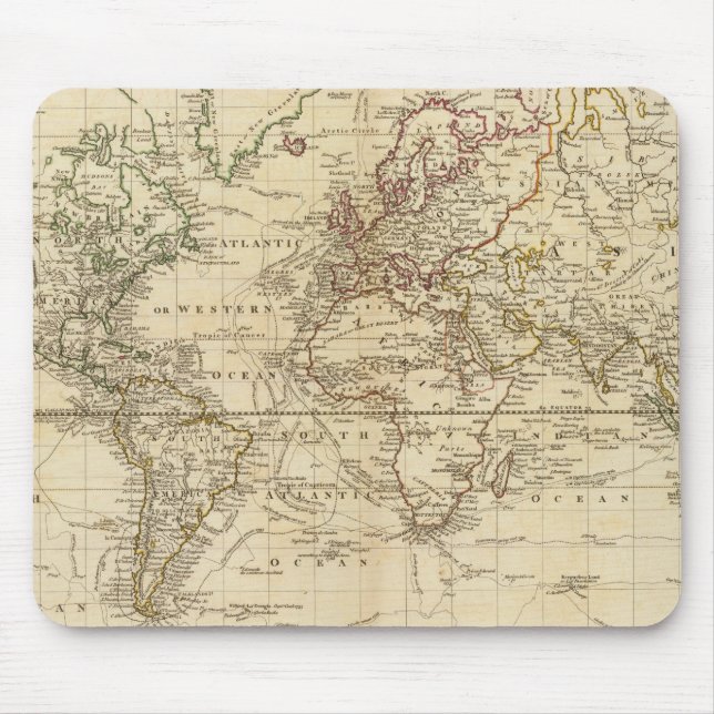 World on Mercator's projection Mouse Pad (Front)