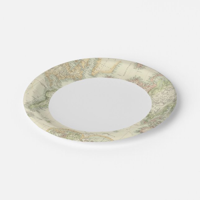 World On Mercator's Projection Paper Plates (Angled)