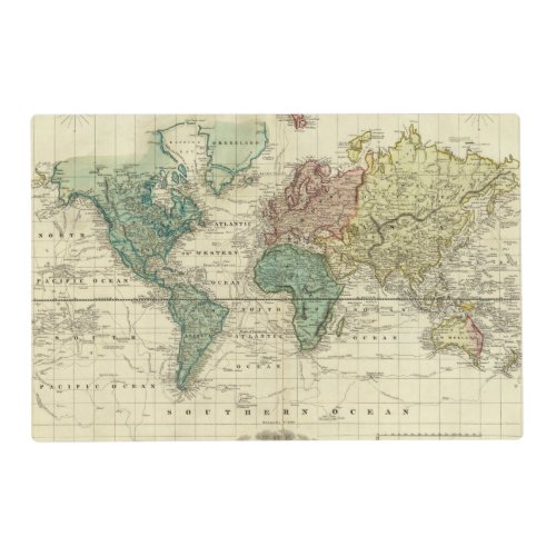 World on Mercators Projection Placemat