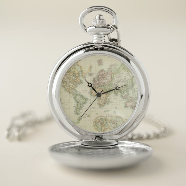 World On Mercator's Projection Pocket Watch (Inside)