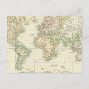 World On Mercator's Projection Postcard