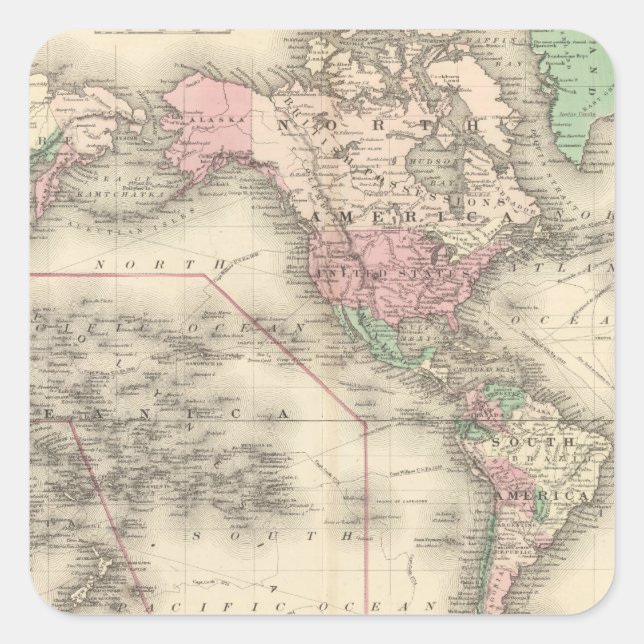 World on Mercator's Projection Square Sticker (Front)